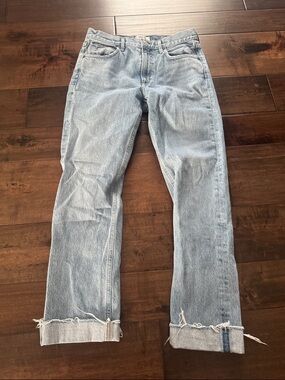 Agolde Cherie Straight-Leg Jeans with Raw Cuff